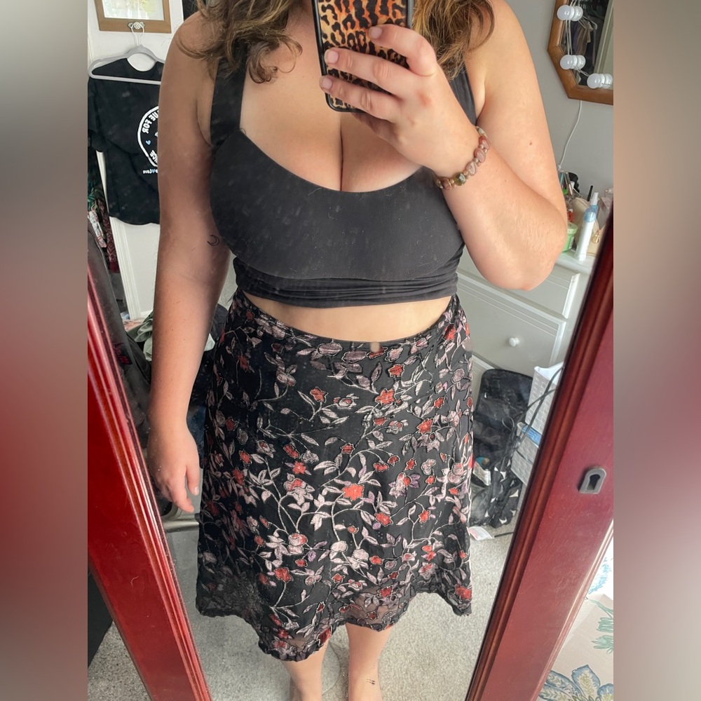Black Floral Skirt